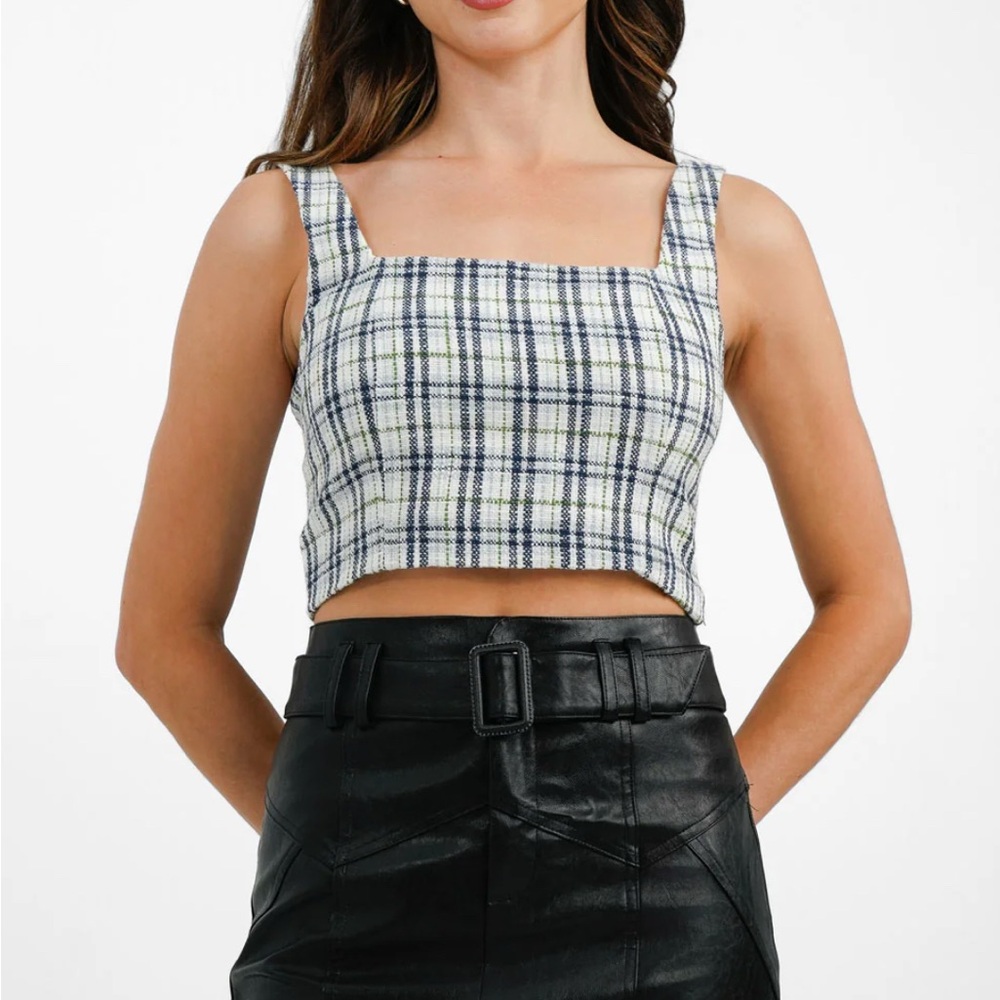 Abercrombie & Fitch Blue Plaid Crop Top